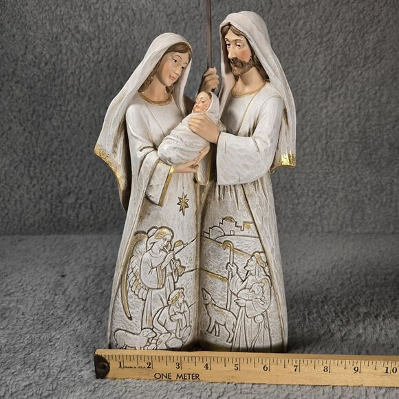 Napco Christmas Holy Family Carved Bethlehem Scene Nativity Figure Tall 13" Gold - Picture 11 of 11